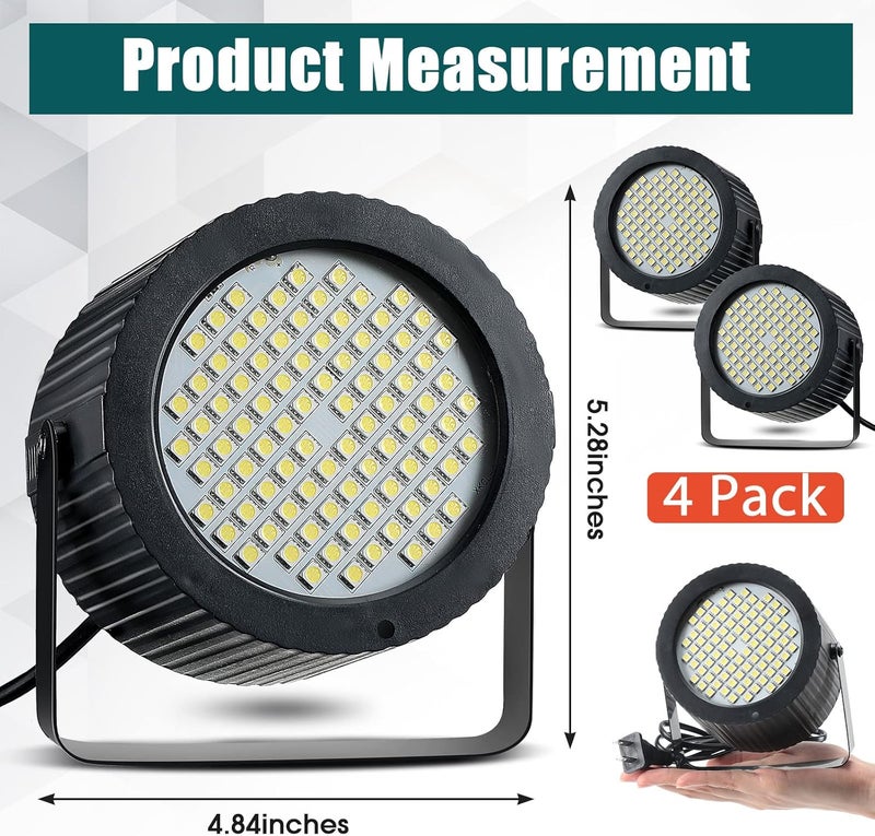 Funtery 4 Pcs Bright Halloween Strobe Light 88 LEDs Flash Party Lighting Sound and Speed Modes Flashing Stage Lights for Christmas Birthday Party Room Dance DJ Bar Karaoke Show Wedding(White) - Image 3